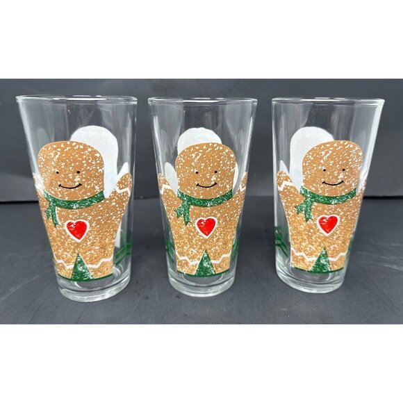KIG GINGERBREAD MEN 3 Cooler Tumbler Glasses 14 oz Christmas Cookies Indonesia - Picture 2 of 11